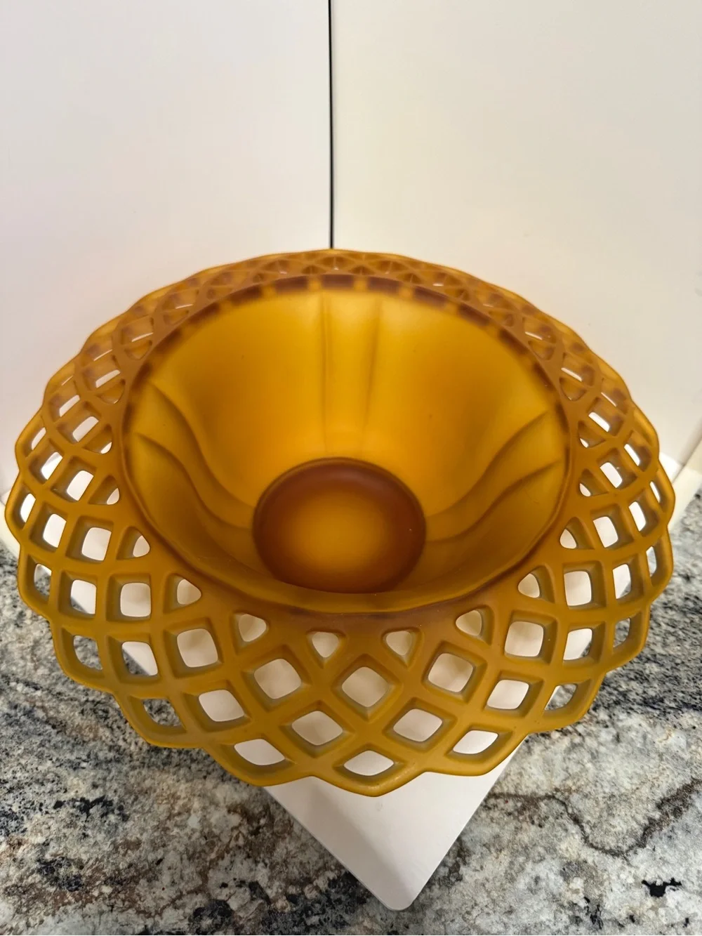 Vintage Westmoreland Frosted Amber Lattice bowl